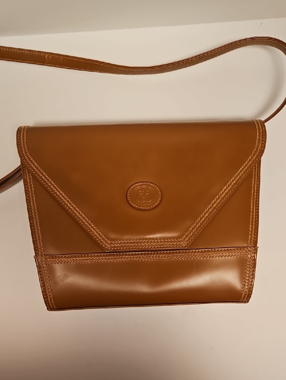 Gucci Vintage Tan Suede & Leather Interior with Gold Plaque